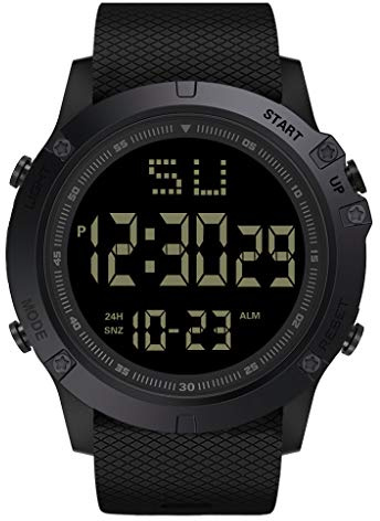 Digitalt mode datum kvartsur LED sport gummi män larm sportklocka armbandsur läderrem