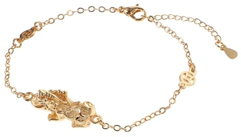 MUCKLILY Pulsera Riqueza y Pulsera Feng Shui Cierre de Cadena Dorada, Diseño Creativo, Ajustable, para Hombres y Mujeres, Uso Diario y Obsequio