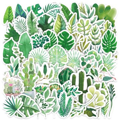 50 Pegatinas De Plantas Verdes,Pegatina Para Portátil Plant Conjunto,Pegatinas Hojas Scrapbook,Sticker De Plantas Para Scrapbooking Photo Album Sticker Book Sticker