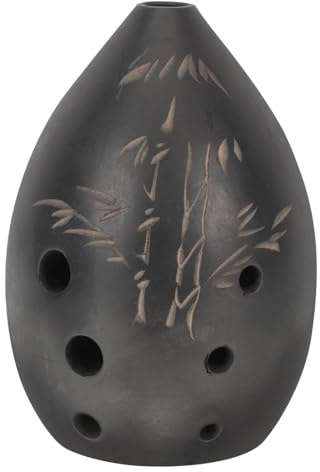 Práctica ocarina de cerámica de 8 agujeros, diseño chino antiguo, flauta hecha de arcilla negra, adecuada para expresión artística, instrumento musical chino tradicional