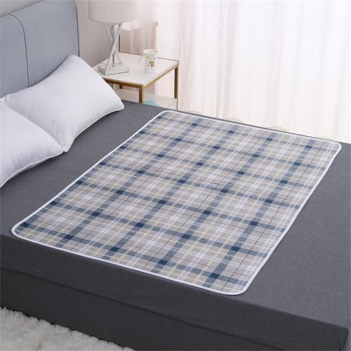 FANSU Traversine Lavabili per Incontinenza per Adulti Neonato Anziani, Fantasia a quadri Traverse Letto Riutilizzabili Coprimaterasso, Assorbente Impermeabile Protezioni (grigio,115x200cm)