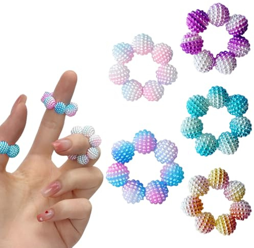 UYVPAER 5 Pièces Bague Anti Stress Fidget Ring Acupression Perles Pour Adultes Enfants Soulagement Anxiété