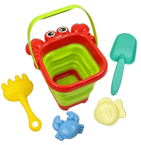 Giochi Di Sabbia,Kit costruzione con secchiello pieghevole - 5 Pezzi Giochi Spiaggia Da Viaggio Design Animali,Per esterni viaggio campeggio picnic giochi feste compleanno asilo