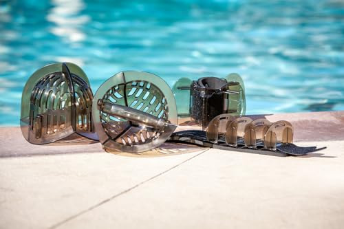 AquaLogix Total Body Water Weights Bundle, Polycarbonate Upper Body Bells & Padded Lower Body Fins, Water Exercise, Pool Exercise, Water Aerobics, Colors Indicate Resistance Level (Smoke = Medium)