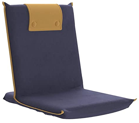 bonVIVO Bodenstuhl Easy III - Bodenkissen mit Verstellbarer Rückenlehne - Gepolstert & Faltbar - Klappstuhl mit Tragegriff - Relaxsessel oder Gaming Stuhl für Teenager, Blau