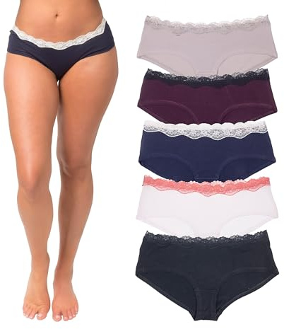 Emprella Cotton Underwear Set for Women, 5 pcs Pack Seamless Women's Underwear, Cheeky Hipster Panties, Solid Bliss, Medium
