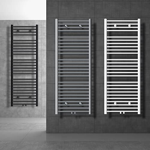 ECD Germany Radiador Toallero de Baño - 300 x 800 mm - Antracita - Recto - con Conexión Central - Calefactor Mural Tipo Escalera - Secador Calentador de Toallas - Calefacción de Aseo - No Eléctrico
