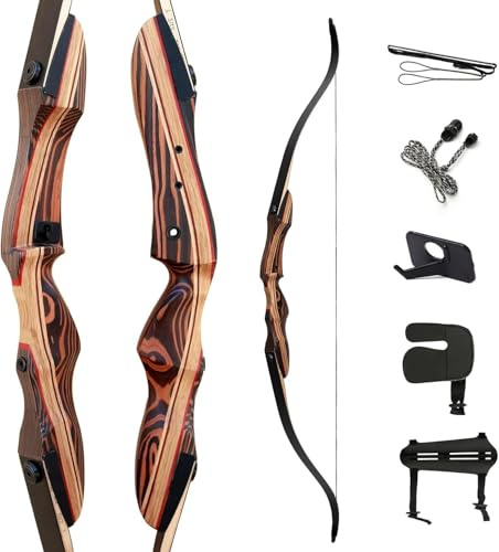 Deerseeker Archery 62 Takedown Recurve Bow Set with Right Hand & Left-Handed Riser Laminated Limbs 20-60 lbs for Adults & Youth, Archery Practice & Bow Hunting (30 lb, Right Hand)