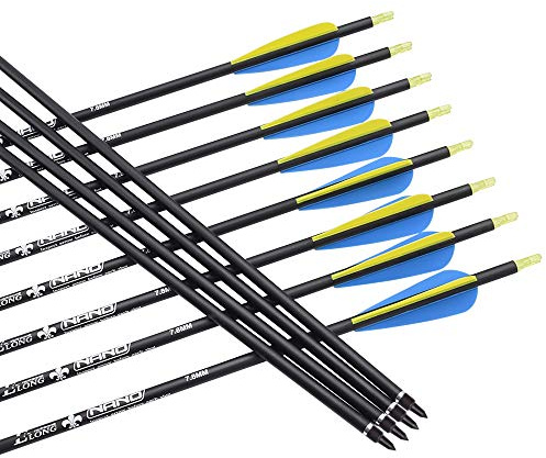 12 flechas de carbono de 30 pulgadas y 500 Spine Arco de caza, para arco recurvo, compuesto