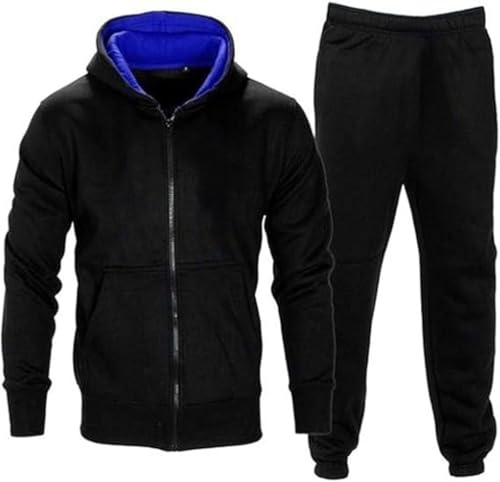 mymixtrendz Kids Boys Plain Contrast Tracksuit Hooded Casual Fleece Bottom Zipper 2 Piece Sports Jogging Suit Joggers Age New 7-13 Year