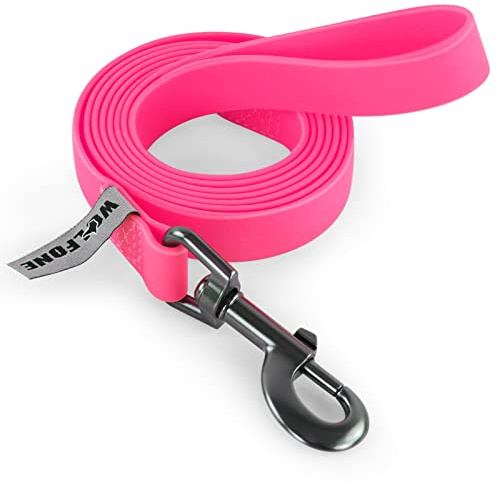 Wolfone Guinzaglio per cani da addestramento impermeabile Guinzaglio robusto resistente allo sporco e agli odori per cani di taglia piccola, media e grande. Rosa 1,5m