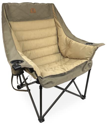 Black Sierra XL Padded Camping Chair for Adults, Heavy Duty Folding Seat