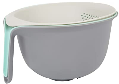 Birambeau - Ustensiles de Cuisine – Set 2 Bols et Passoire Bol alimentaire Saladier - Economique - 2 en 1
