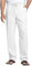NANAMEEI Mens Linen Drawstring Trousers Casual Lightweight Pants White 2XL