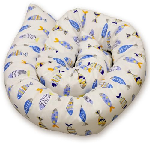 Yearonan Bettrolle -Kissenrolle-Bettkissen Seitenschläferkissen -Kuschelschlange Stillkissen Zierkissen Zugluftstopper Body Pillow Baumwolle (Kleine Fische, 180 cm)