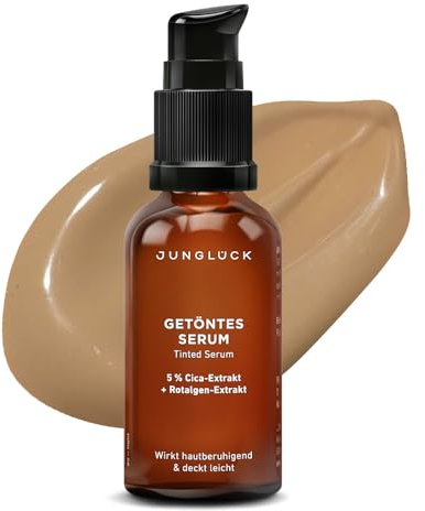 JUNGLÜCK Getöntes Serum Gesicht – Vegan | Pflegende Foundation mit Hyaluron | Gesichtsserum für einen natürlichen No-Make-Up Look mit leichter Deckkraft für einen gleichmäßigen Teint - Hell