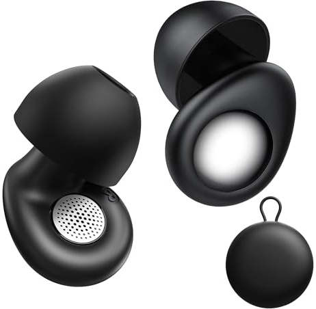 Tappi per orecchie rumore per dormire, 45 dB tappi per orecchie cancellazione del rumore, protezione uditiva per dormire, concentrazione/concerti, con 8 punte riutilizzabili (XS/S/M/L)(Nero)