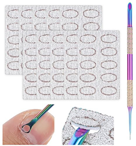 Ouligay Doppelkopf Nagelhautschieber mit Selbstklebend Schleifpapier, Cuticle Pusher Edelstahl, Nagelschieber Sandpapie Nagelfeile, Nagelschieber Maniküre Nagelhautschneider Pro Nagelhaut Pusher Ring