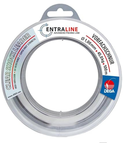 DEGA Clear Shockleader Vorfachschnur, 100m, Transparent, Hohe Knotenfestigkeit, Schlagschnur, 0,40mm - 1,00 mm (0,40mm - 10kg)