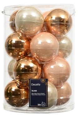 Kaemingk Weihnachtskugeln Glas 8cm 16 Stück - glänzend - Große Christbaumkugeln Weihnachtsbaumkugeln für Weihnachten - Christbaumschmuck & Weihnachtsbaumschmuck - Perle Brandy Mix