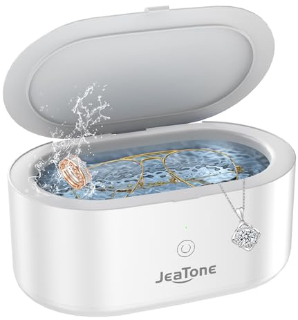 Ultrasonic Cleaner, JeaTone Ultrasonic Jewellery Cleaner Machine 600ML with Timer, 46KHz Professional Sonic Cleaner for Glasses, Makeup Brushes, Ring, Diamond, Retainer, Mouth Guard, Denture Cleaner
