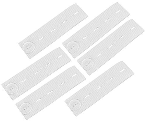 Cintura de maternidad cinturón de extensión elástica pantalones de botón extensor blanco blanco para mujeres embarazadas hombres obesos 6 piezas (Blanco)