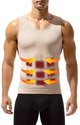 Casey Kevin T-Shirt de Compression Homme Maillot de Corps Ventre Plat Homme | Débardeur de Compression Homme sans Manche Gainant Minceur sous-vêtements Musculation Sport Top Body Shaper
