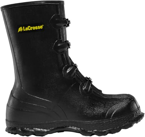 LaCrosse Z Series 11-Inch Overshoe Boots - Adjustable Metal Buckles for Waterproof Shoe Covers - Diamond Chevron Non-Slip Outsole for Men's Rain Boots - Easy Slip-On Overshoes - Black - 13