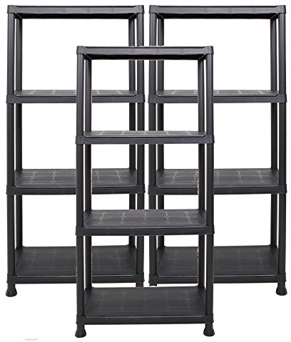 Ondis24 Steckregal 60 x 30 x 135 (H) cm, 4 Böden, Kunststoffregal, Schwerlastregal, bis zu 80 kg, Regal, Lagerregal (3 Stück)