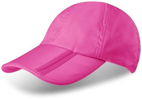 Sumolux Men Women Outdoor Rain Sun Waterproof Quick-Drying Long Brim Collapsible Portable Hat Rose Red