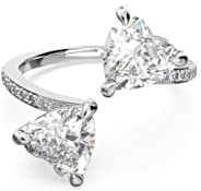 Swarovski Attract Soul Heart Ring, Rhodinierter Damenring mit Klaren Swarovski Kristallen