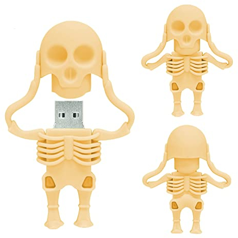 Memoria USB de 64GB en Forma de Esqueleto de Dibujos Animados, Pendrive Unidad Flash USB Memory Stick Regalos, Amarillo
