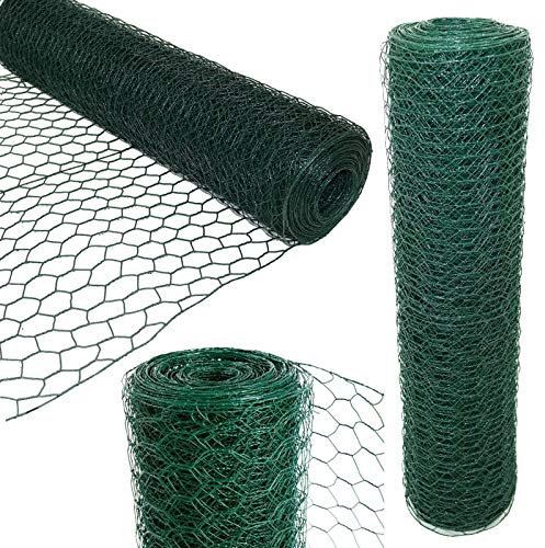Lucn PVC Coated Chicken Wire Rabbit Mesh Green Fencing Aviary Fence 25M Long 60cm High (60CM X 25M)