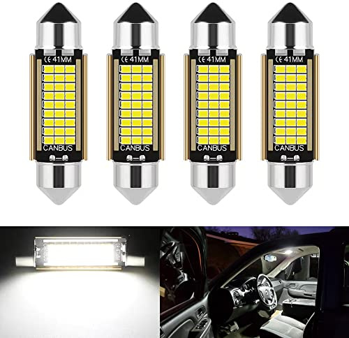 4 pezzi Lampadine C5W LED Festone 41mm 42mm Canbus 12V 6000K Bianco Super Luminoso per Luci Interne Auto e Luci Targa Senza Errori Canbus Senza Polarità
