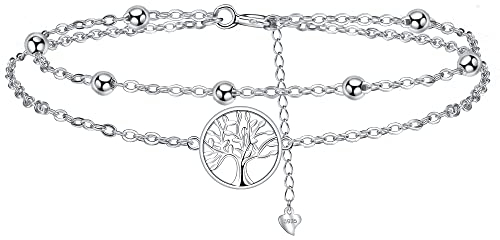 J.MUEN Armband Damen mit Lebensbaum Symbol in 925 Sterling Silber,Damen alles Gute zum Geburtstag Geschenkideen,Schmuck Für Frauen