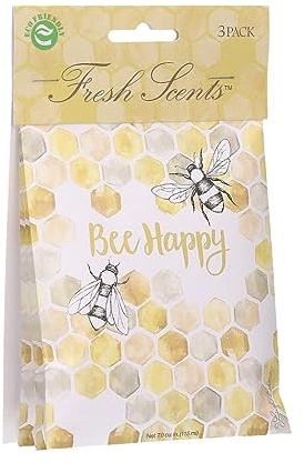 Willowbrook | Fresh Scents Scented Sachet Packet | Bee Happy | Air Freshener Bags for Drawers, Closets, Cars | 3 Pack | Long Lasting Home Fragrance
