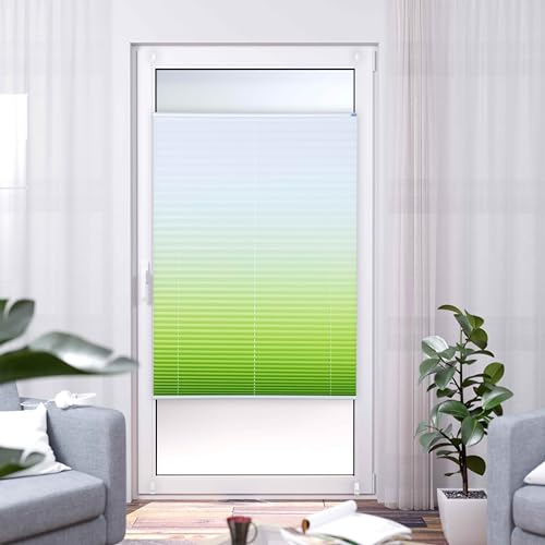 K-Home® Klemmfix-Plissee Farbverlauf Grün B100 x H210 cm