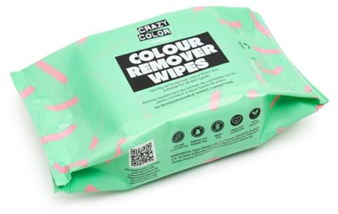 Crazy Color Hair Dye Remover Wipes. Remove hair dye from face. 30 Pack of Biodegradable Wipes.