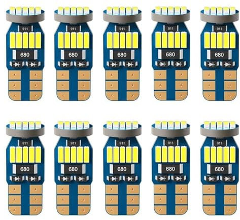 APOOS T10 W5W LED Lampadine 15SMD 194 501 168 2825 Cuneo Tipo 12V per Auto Luce di Posizione Interne Plafoniera Mappa Cupola Cortesia Targa Luci 6500K Bianco 10 Pezzi