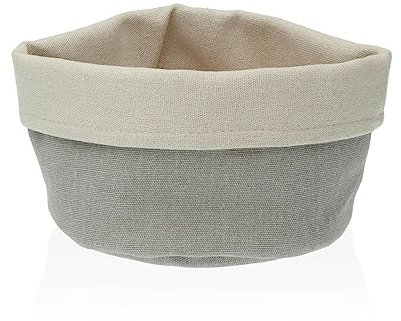 Versa Cesta para el Pan Gris Claro Textil 14 x 10 x 17 cm
