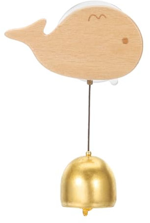 PATIKIL Timbre de Mercaders, Timbre de Puerta de Madera con Campanillas de Animales de Metal con Ventosa para la Apertura de la Puerta del Negocio al Entrar, Decoración de Ballena
