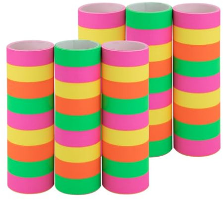 Idena 30553 - Neon Luftschlangen, 6 Rollen mit je 9 Abrissen, aus FSC-zertifiziertem Papier, als Party Deko oder zum Geburtstag