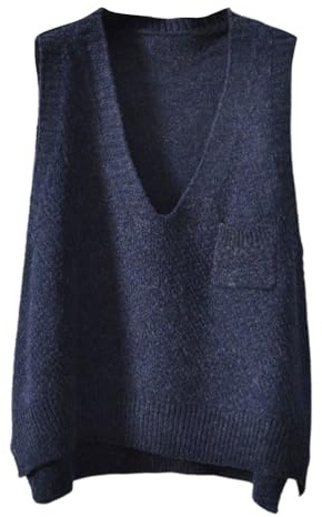shownicer Pulls sans Manche Femme Col en V Tricoté en Gilet Oversize sans Manches Pull Gilet Veste Décontracté Débardeur Pull Automne Hiver