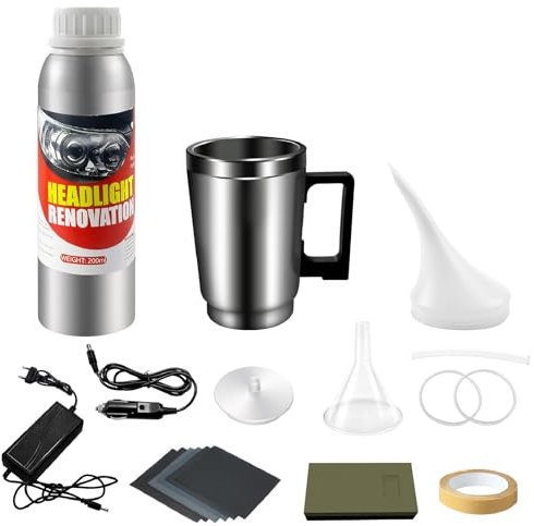 Yanxinanty Kit Renovation Phare Voiture 200ml, Kit de rénovation de phares de Voiture avec Tasse d'atomisation, Kit Polissage jaunissement Flou Scratch du Phares des Auto et de Moto