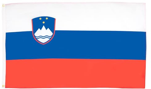 AZ FLAG Lote de 10 banderas de Eslovenia – 90 x 60 cm – Bandera eslovena 100% poliéster con ojales metálicos integrados