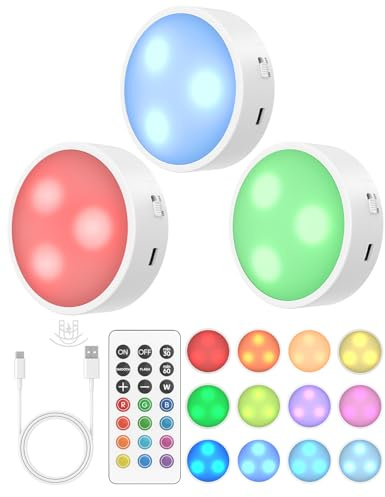 Illuminazione per armadio, lampada da incasso a batteria, con telecomando, lampada a LED dimmerabile, lampada touch a batteria, 13 colori USB, per armadio, vetrine, illuminazione Underchrank
