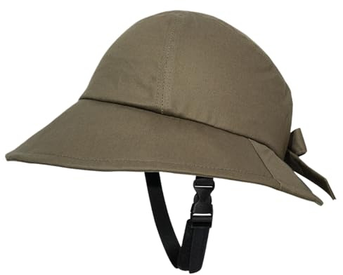 BEAHING Casco da Bicicletta con Protezione UV a Tesa Larga Cappello da Ciclismo Unisex a Forma Regolabile Cappello da Sole Comodo e Sicuro per la Scuola in Sella Verde Oliva