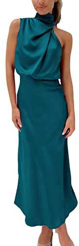 Vestido de noche largo y elegante para boda, vestido de noche, vestido de fiesta, gasa, cuello en V, línea A, vestido de fiesta, elegante, A35