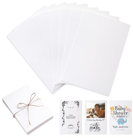 50 Piezas Tarjetas de Papel Kraft 14.5 X 9.5 CM,Tarjetas Postales Kraft en Blanco para Escribir,HMCEY Cartón Papel para Manualidades,Cartulinas para Invitaciones para Creativas, Bricolaje - Blanco
