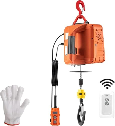 Elektrisk lyftanordning Fjärrstyrd Mini Elektrisk Kran 1500W Bärbar Vinsch 500KG Lastkapacitet 25tum Lyfthöjd Hemmabruk motorlyftare lyftarm